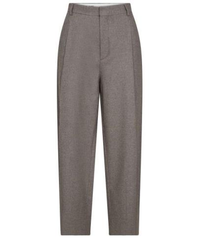 Filippa K Wide Pleated Flannel Trousers Kvinde Driftwood Bukser Med Li...