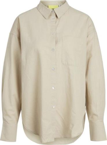 JJXX Jxjamie LS RLX Linen Blend Shirt WV Kvinde Cement Langærmede Skjo...