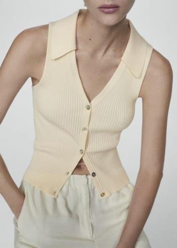 MANGO Buttoned Knit top Kvinde Light Beige Tanktoppe Str L - hos Magas...