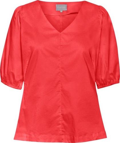 Culture Cuantoinett SS Blouse Kvinde Fiery Red Kortærmede Bluser Str L...