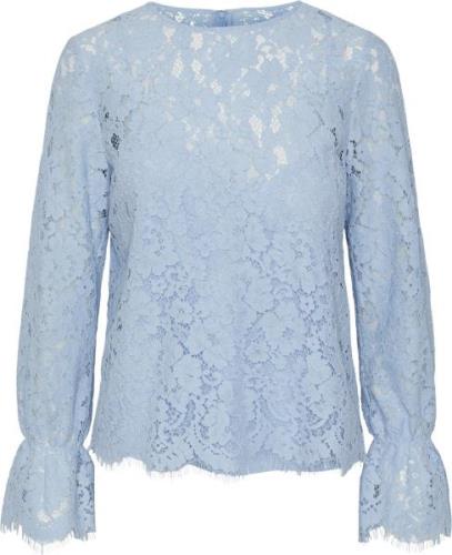 YAS Yasperla LS Lace TOP S. Noos Kvinde Clear Sky Langærmede Bluser St...