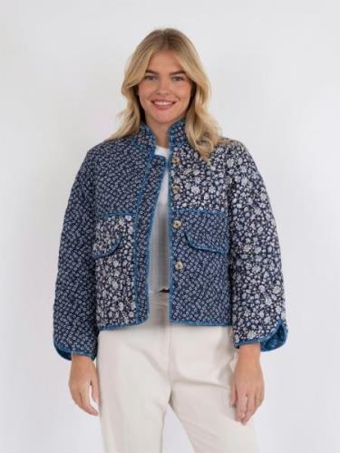 Neo Noir Kamil Quilt Combination Jacket Kvinde Blue Overgangsjakker St...