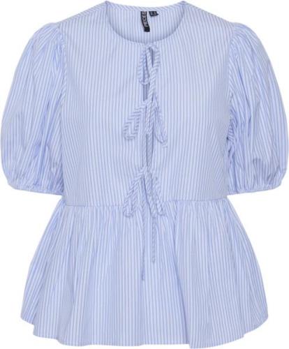 Pieces Pcholly 2/4 Oneck TIE TOP D2D JIT Kvinde Cornflower Blue/white ...