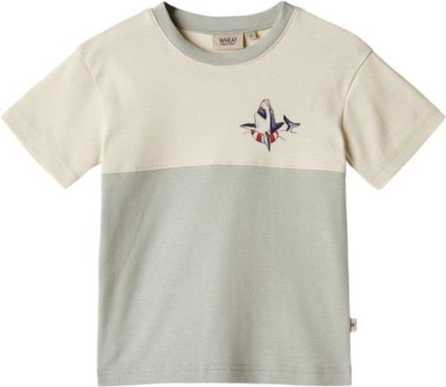 Wheat Tshirt Oliver Str 110 / 5 år - Sea Mist Kortærmede T-shirts Bomu...