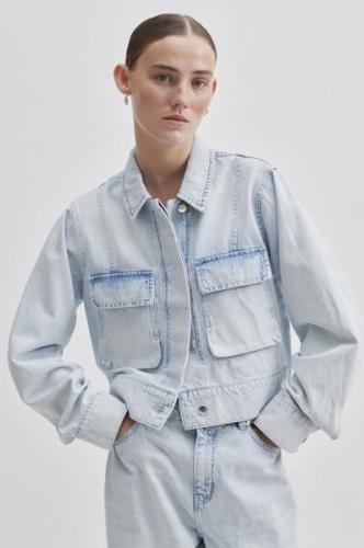 Second Female Fira Jacket Kvinde Light Blue Denim Overgangsjakker Str ...