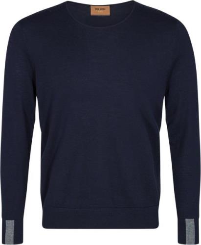 Mos Mosh Gallery Adam Supima Oneck Knit Mand Navy Sweaters Str L - Bom...