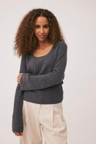 Magasin Mabel 6 100% Cashmere Kvinde Dark Grey Melange Sweaters Str L ...