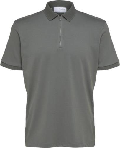 Selected Homme Slhfave ZIP SS Polo Noos Mand Agave Green Kortærmede Po...