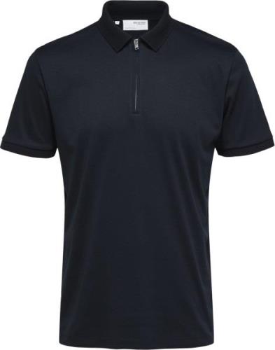 Selected Homme Slhfave ZIP SS Polo Noos Mand Sky Captain Kortærmede Po...