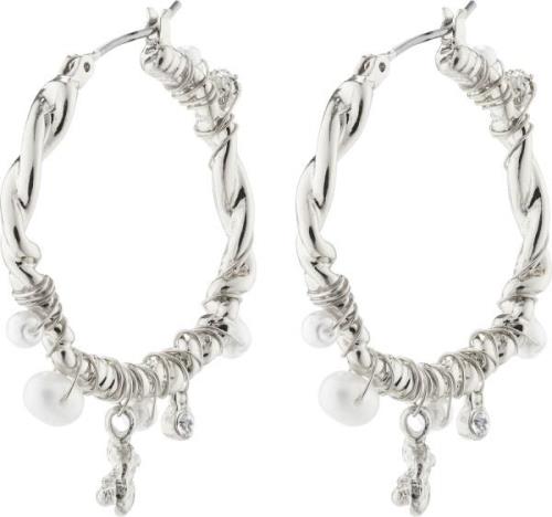 Pilgrim ANA Pearl & Crystal Hoops Silverplated one size - Creoler hos ...