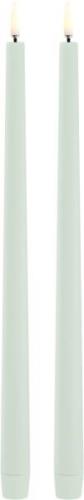 Uyuni LED Slim Taper Candle, Dusty Green, Smooth, 2pack, 2,3x32 cm Dus...