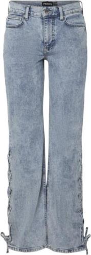 Pieces Pcfenda MW Straight Denim Jeans D2D Kvinde Blå Jeans Str L Deni...