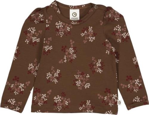 Müsli by Green Cotton Flora Puff l/s T Baby Str 92 - Bark/ Cabernet/ N...