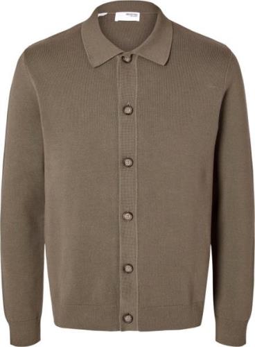 Selected Homme Slhmattis LS Knit Polo Cardigan Mand Morel Cardigans St...