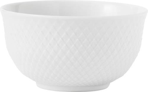 Lyngby Porcelæn Rhombe Bowl 35cl, White Hvid Str Ø: 11 cm, 50cl. - Ser...