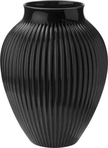 Knabstrup Keramik Knabstrup, Vase, Riller Sort, 35 cm Ripple Black Str...