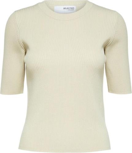 Selected Femme Slfmala 2/4 Knit Oneck B Noos Kvinde Birch Kortærmet St...