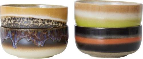 HK Living 70s Ceramics Dessert Bowls Humus set of 4 Multi - Serverings...