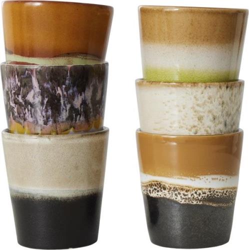 HK Living 70s Ceramics Coffee Mugs Soil set of 6 Multi - Kopper Med Ha...