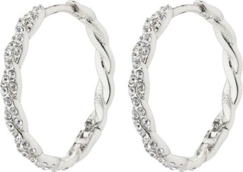 Pilgrim EZO Twirled Crystal Hoops Silverplated One size - Creoler hos ...