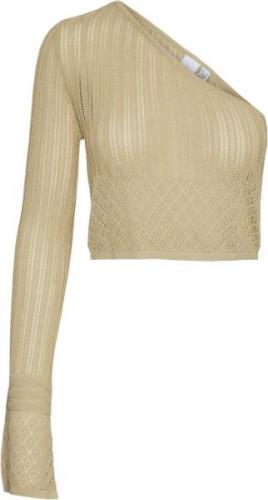 Something New Snrayee OFF Shoulder Knit Crop TOP Kvinde Marzipan Sweat...