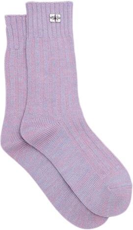 Ganni Winter Melange Ribbed Socks Ankelstrømper Str M/L - hos Magasin