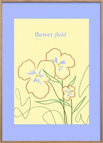 Poster & Frame Flower Field 01 Blå Str 30 x 40 cm - Plakater hos Magas...