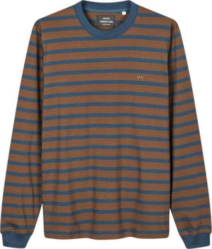 Mads Nørgaard - Copenhagen Cotton Jersey Stripe Frode Tee LS Mand Blå+...