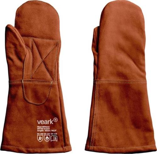 Veark Brown Heat Mittens - Rawhide Leather, With Canvas Brown - Køkken...