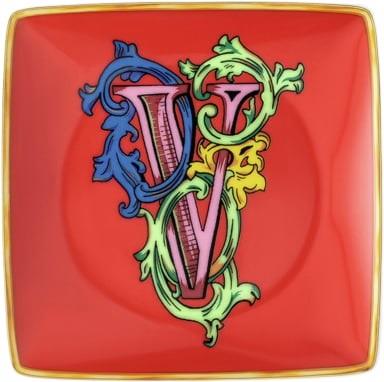 Versace Bowl 12cm sq. Flat, Holiday Alphabet V, Versace Flerfarvet Str...