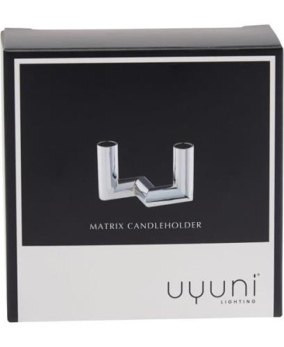 Uyuni Matrix Candle Holder 2'arm Mini Taper - Chrome - 7,5 x 4,5 Chrom...