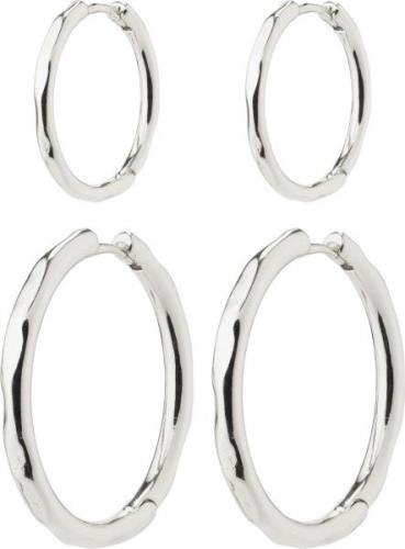 Pilgrim EVE Hoop Earrings 2in-1 set Silver-plated One size - Creoler h...