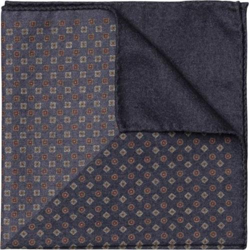 ETON Navy Blue Twoface Printed Wool Pocket Square One Size - Slips Uld...