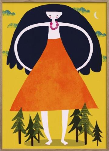 Poster & Frame Treechild Girant Girl Flerfarvet Str 30 x 40 cm - Plaka...