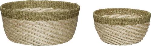 Hübsch Palm Baskets Natural/light Green set of 2 Khaki/natur Str ø26xh...