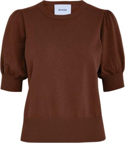 Minus Msliva Knit Tee Kvinde Madder Brown Kortærmet Strik Str L - Visk...