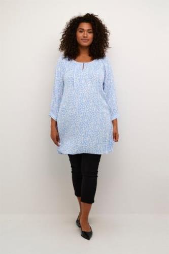 Kaffe Curve Kcami Tunic 3/4 Printed Kvinde Vista Blue / Chalk Flower T...