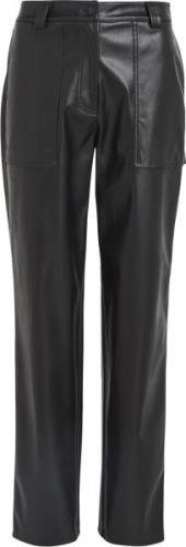 Calvin Klein High Rise Straight fit Leather Pants Kvinde Beh Læderbuks...