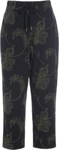 Bitte Kai Rand Embroidered Leaf Kvinde Black/deep Forest Leaf Capri Bu...