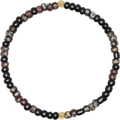 Nialaya Wristband With Dark Japanese Miyuki Beads L - Armbånd Stål hos...