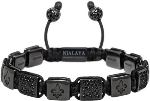 Nialaya Men's Ceramic Flatbead Bracelet in Black XL - Armbånd Stål hos...