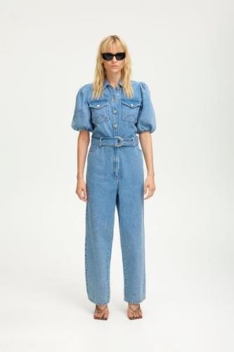 Gestuz Valettagz Jumpsuit Kvinde Mid Blue Washed Buksedragter Str 40 -...