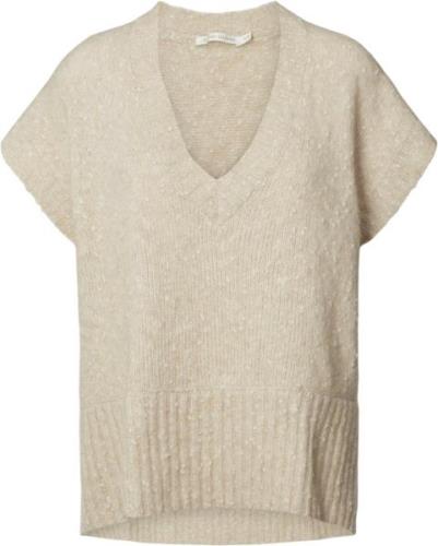 Rabens Saloner Freckled Knit Tunic Vest Minte Kvinde Beige Kortærmet S...