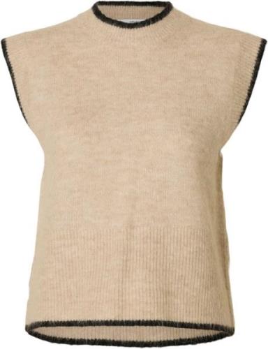 Selected Femme Slfalva Oneck Alpaca Blend Knit Vest D2 Kvinde Birch/de...