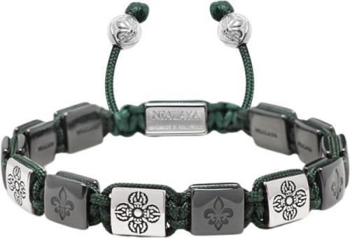 Nialaya Men's Ceramic Flatbead Bracelet in Green and Silver M - Armbån...