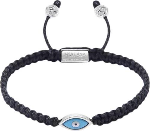 Nialaya Men's Black String Bracelet With Stainless Steel Evil Eye M - ...