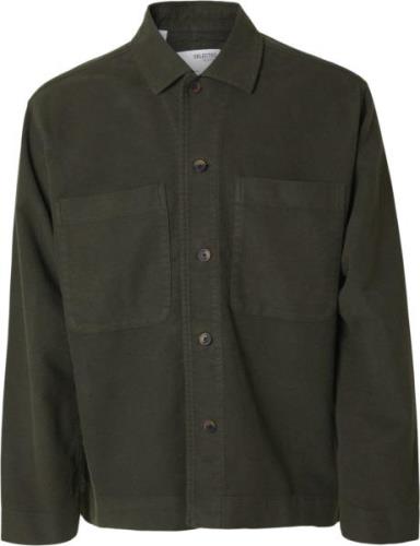 Selected Homme Slhbent Moleskin Overshirt LS Mand Forest Night Overshi...