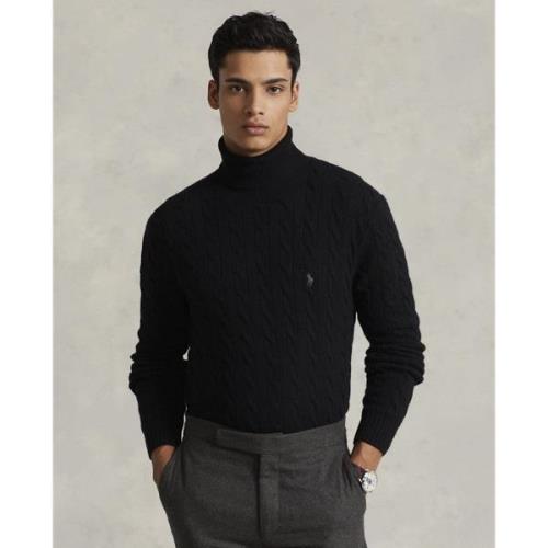 Polo Ralph Lauren Cable Woolcashmere Turtleneck Sweater Mand Sort Turt...