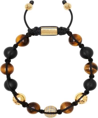 Nialaya Men's Beaded Bracelet With Matte Onyx, and Brown Tiger Eye M -...