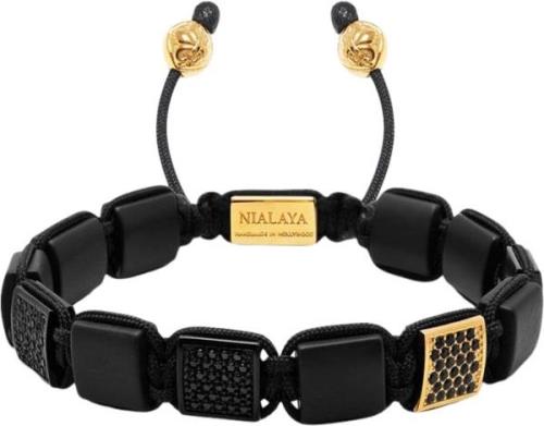 Nialaya The CZ Flatbead Collection Black Onyx and Black CZ M - Armbånd...